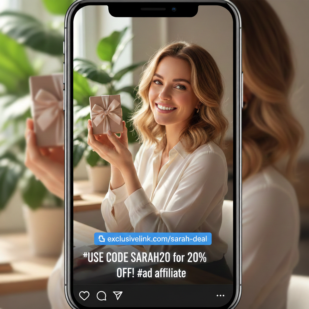 Influencer udostępniający spersonalizowane kody kuponowe swojej publiczności