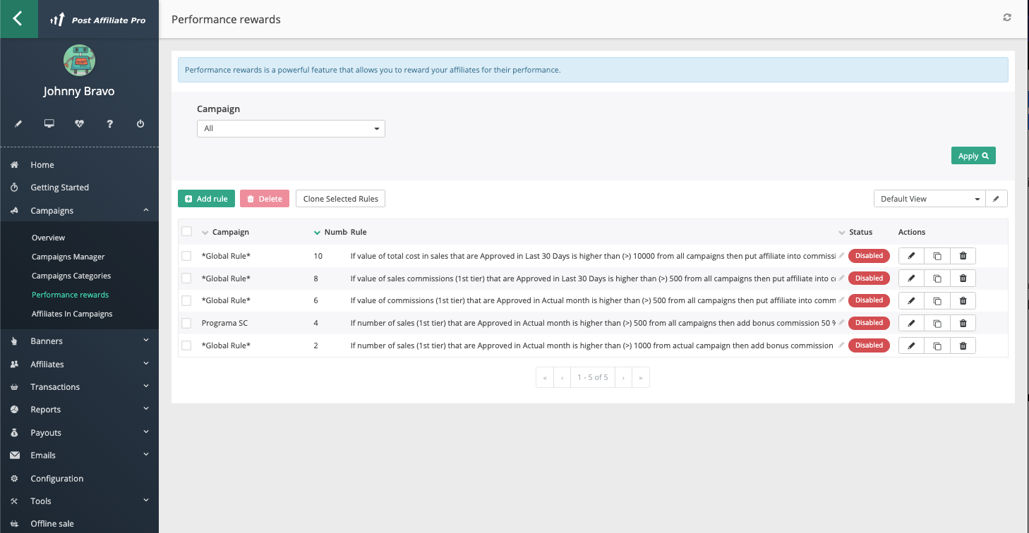 Nagrody za wydajność w Post Affiliate Pro