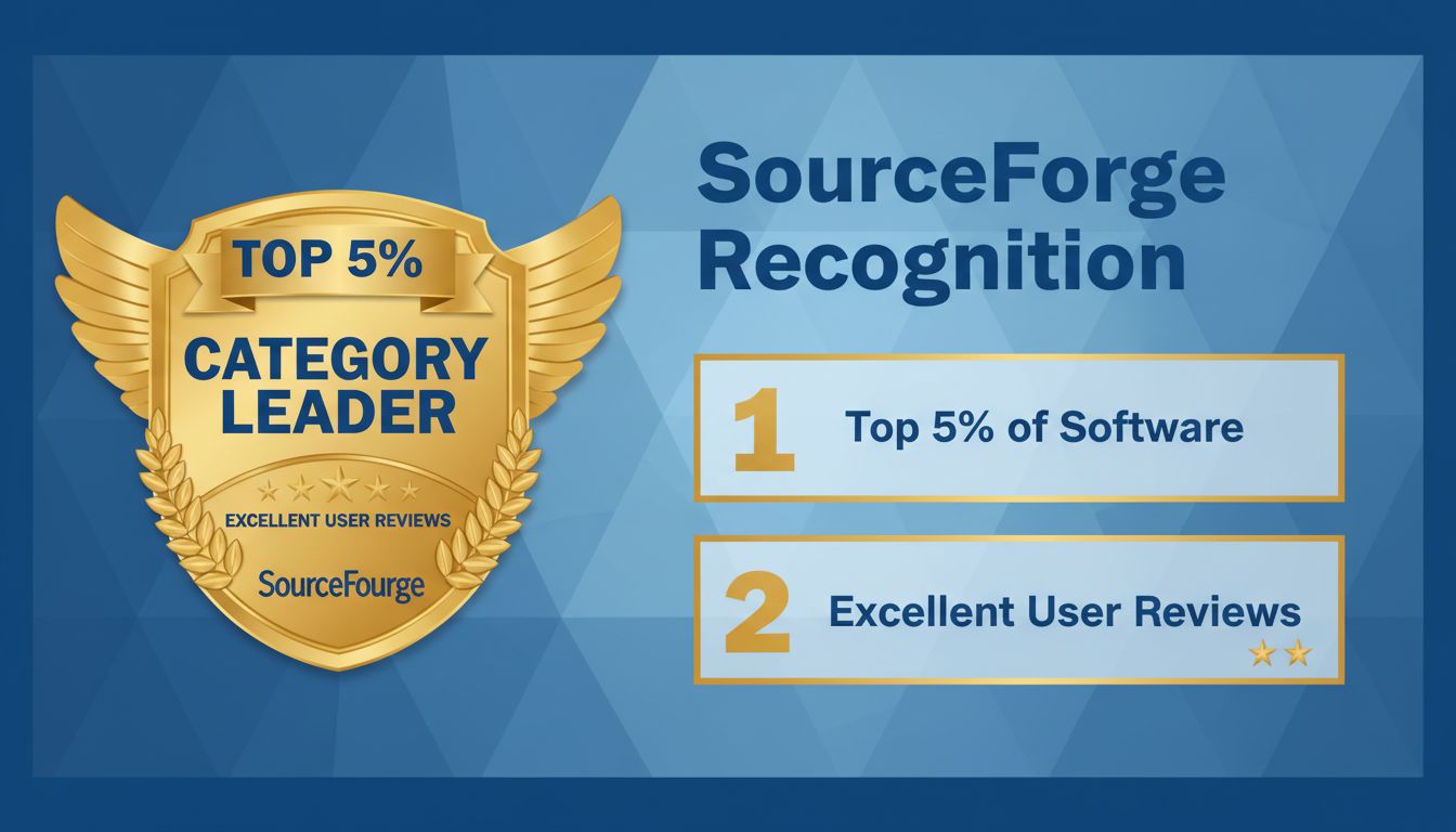 Odznaka SourceForge Category Leader Award – wyróżnienie Top 5% za doskonałe opinie użytkowników