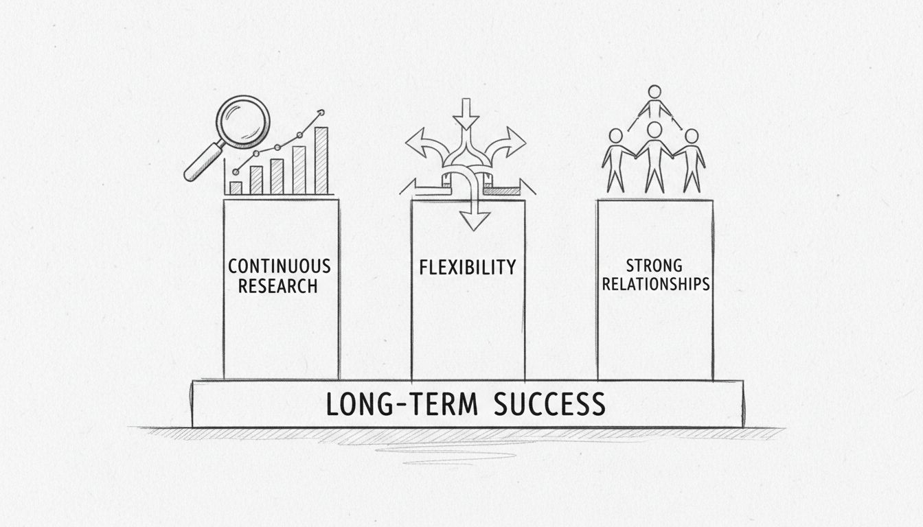 Trzy filary sukcesu marketingu afiliacyjnego: Ciągłe badania, elastyczność i silne relacje wspierające długoterminowy sukces