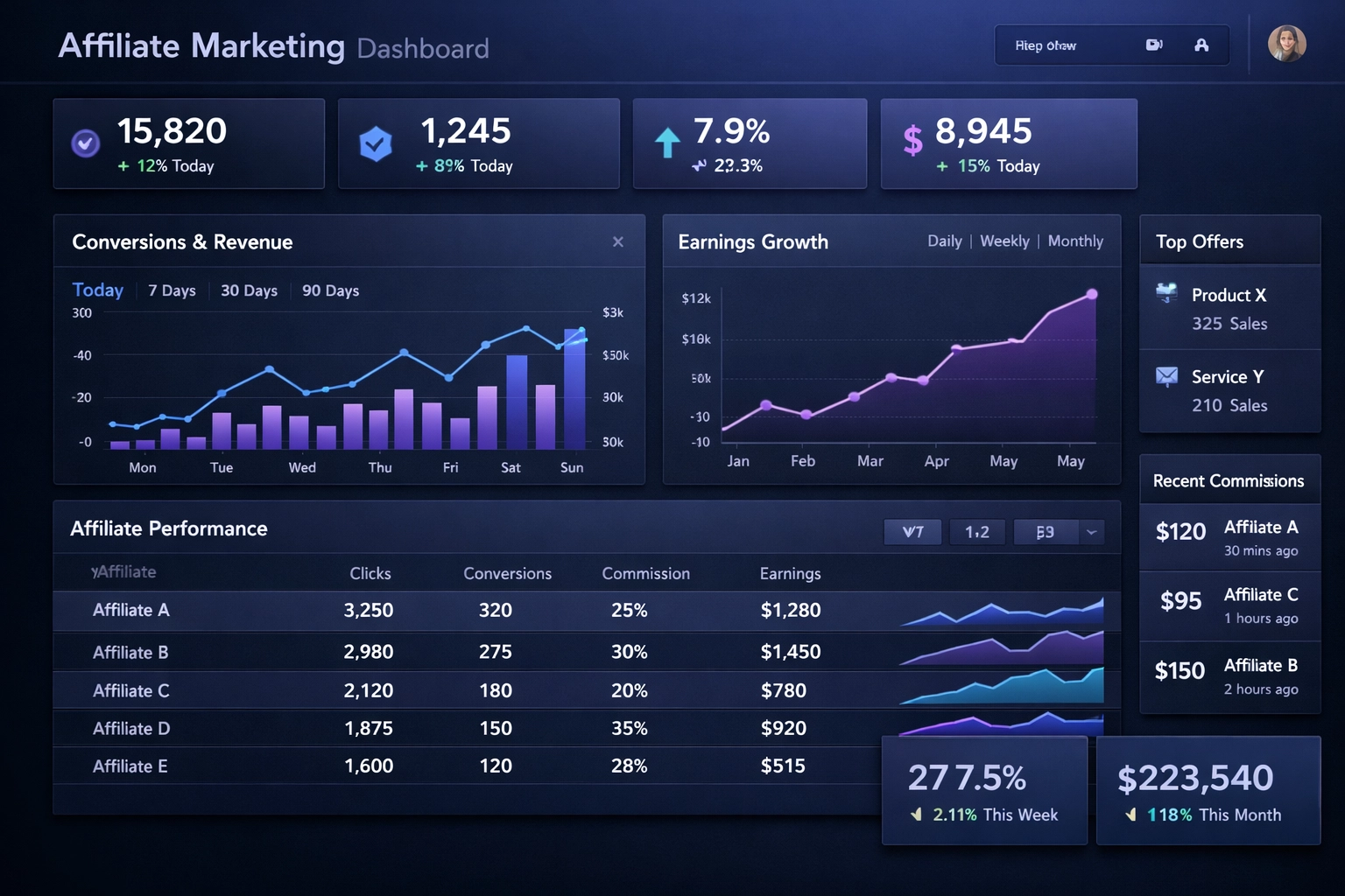 Affiliate Marketing Dashboard Analytics