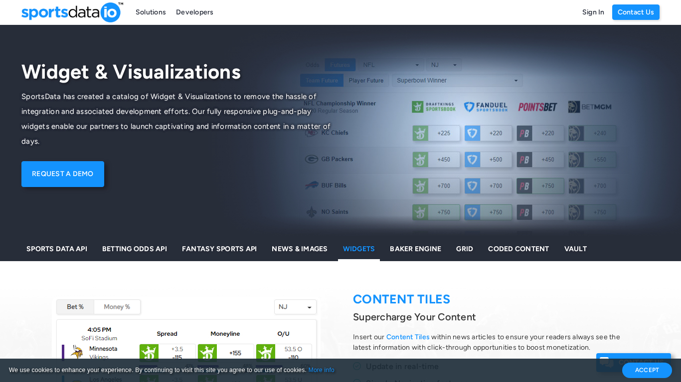 Platforma widgetów SportsDataIO