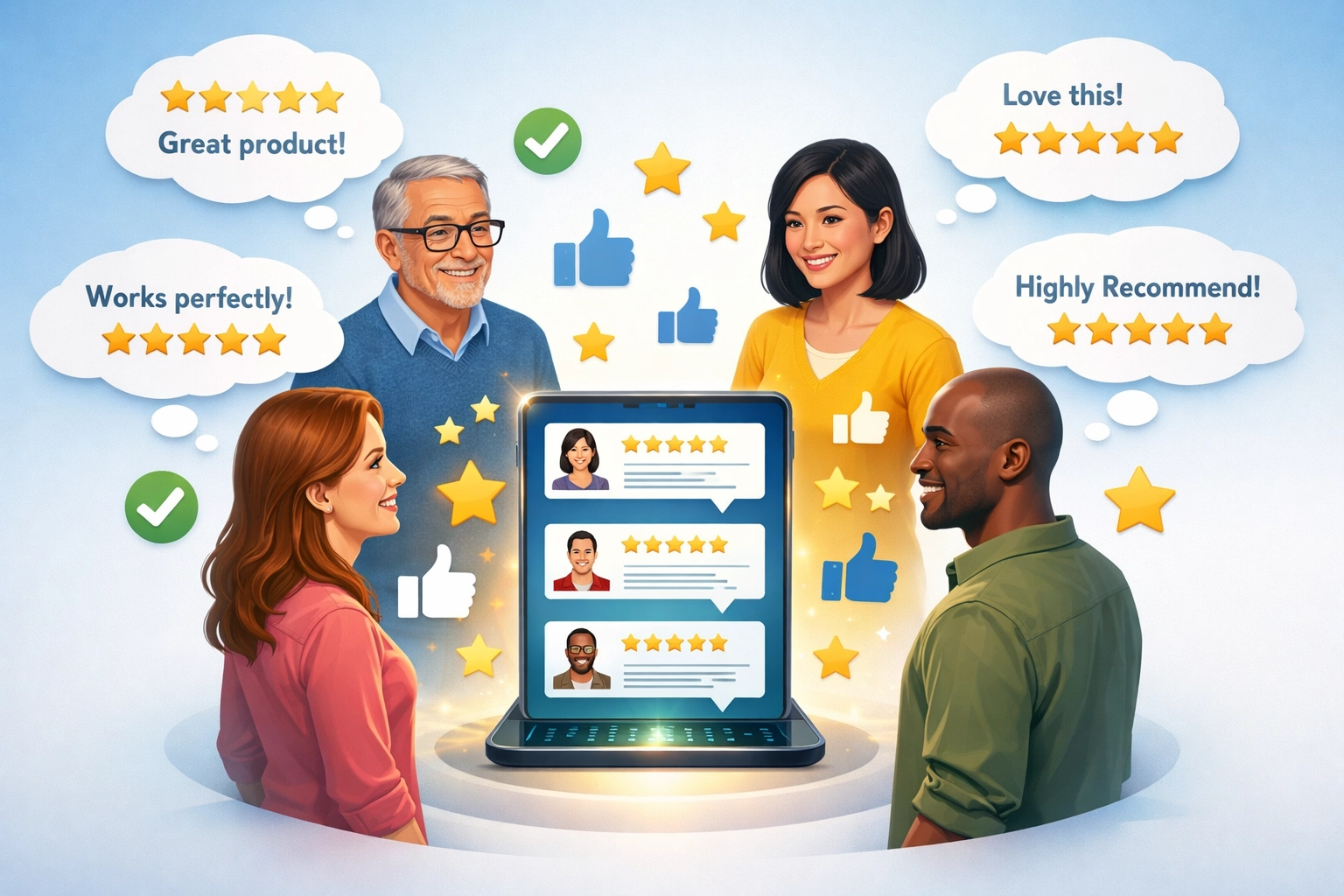 Psychologia dowodu społecznego — różnorodne osoby podejmujące decyzje na podstawie pozytywnych doświadczeń innych