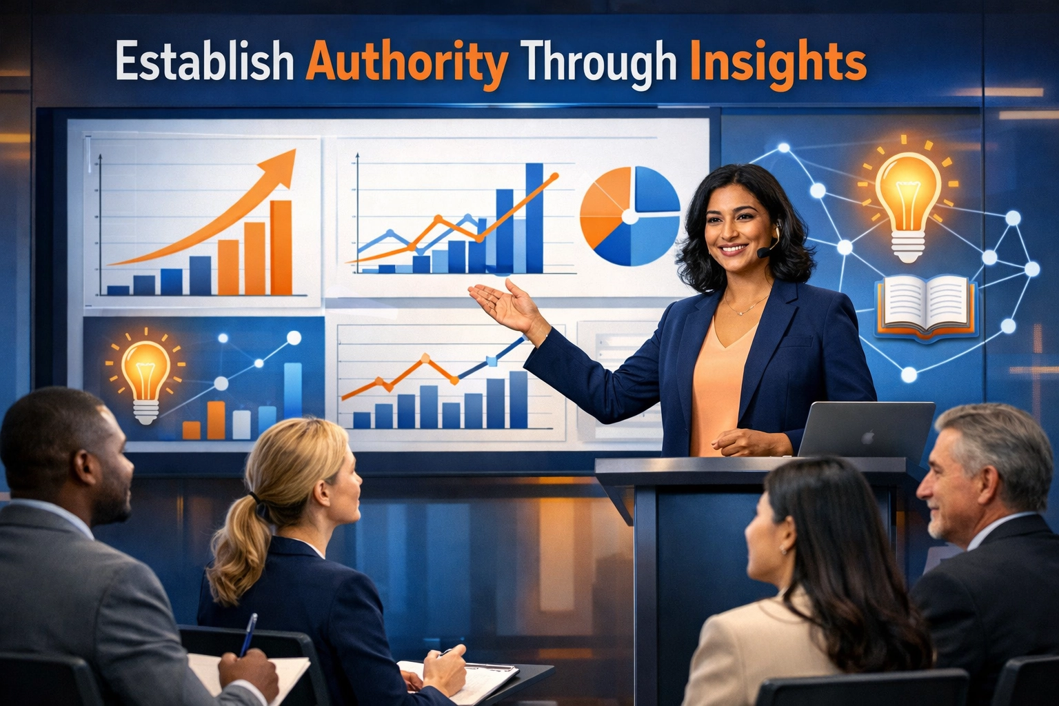 Profesjonalny lider opinii prezentujący analizy zaangażowanej publiczności