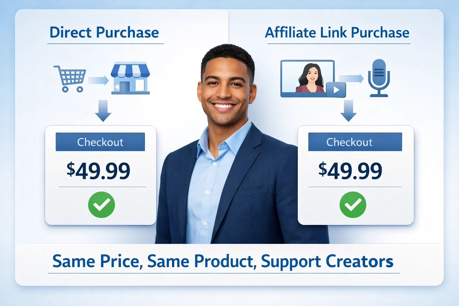 Porównanie cen konsumenckich pokazujące identyczne ceny przy zakupie bezpośrednim i przez link afiliacyjny