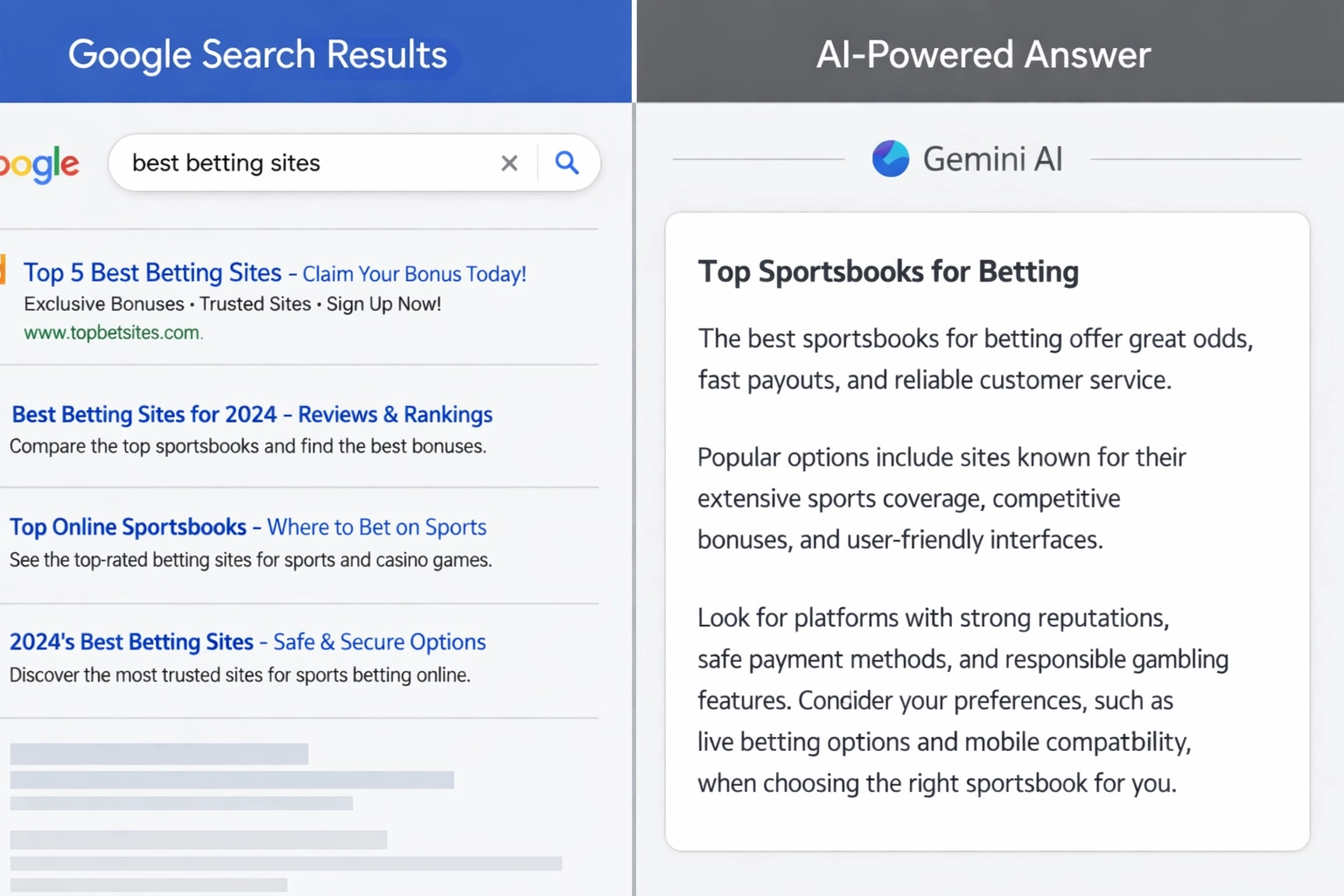 AI Search vs Traditional Search Results Comparison