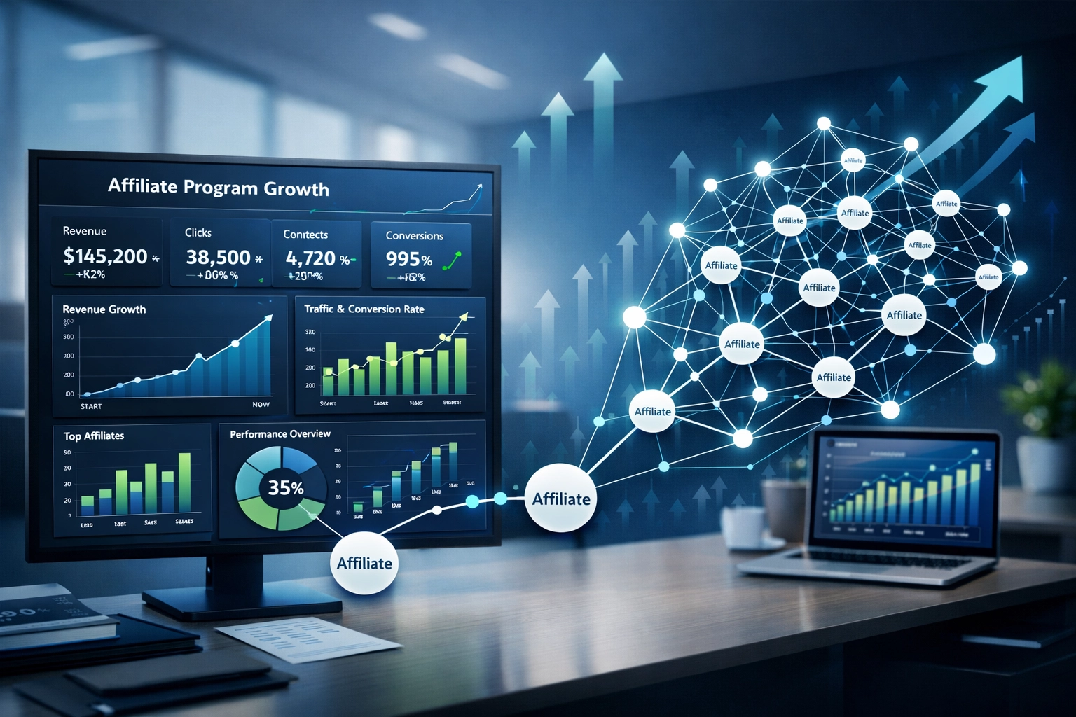 Wizualizacja wzrostu firmy: skalowanie programu partnerskiego i ekspansja z panelem analitycznym
