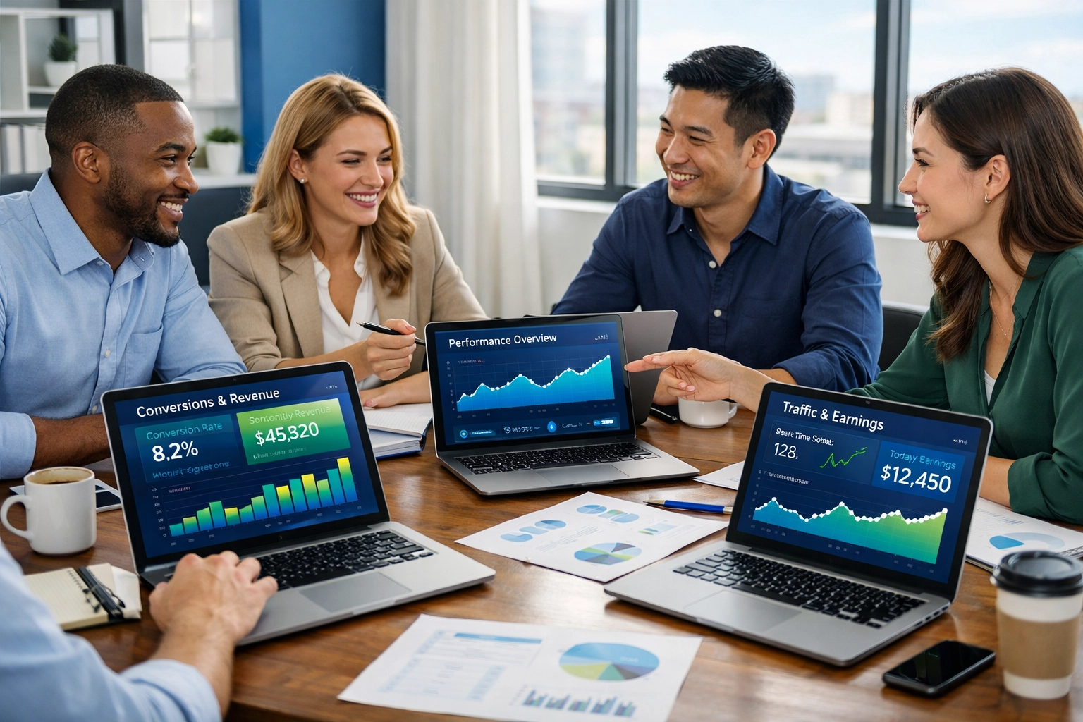 Profesjonalny zespół pracujący nad strategią afiliacyjną