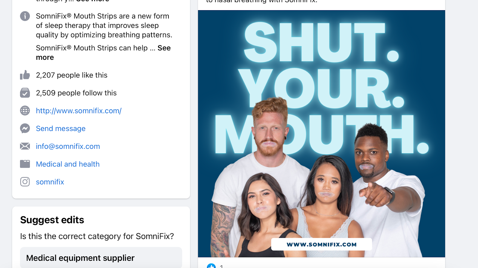 Somnifix social media promotion example