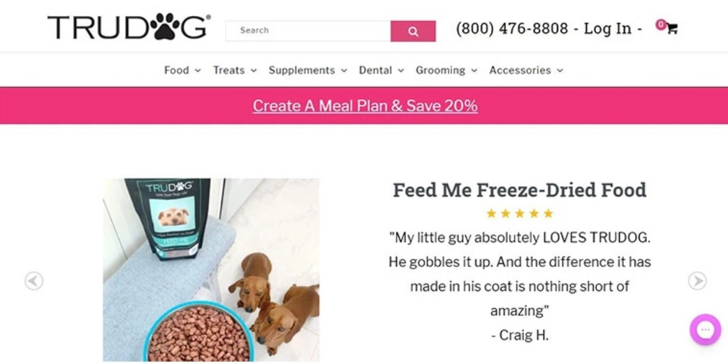 Zrzut ekranu strony TruDog