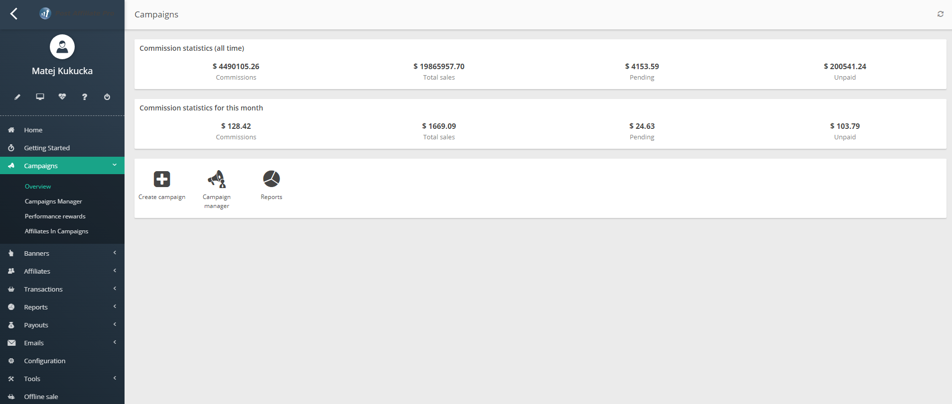 Przegląd kampanii Post Affiliate Pro