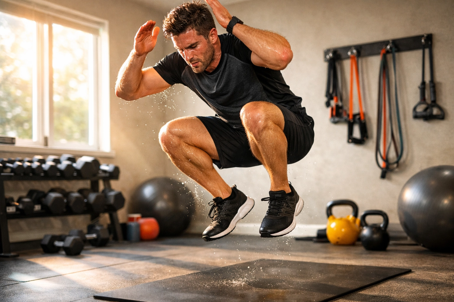 Dynamiczny trening HIIT pokazujący aktywność fizyczną i jasność umysłu