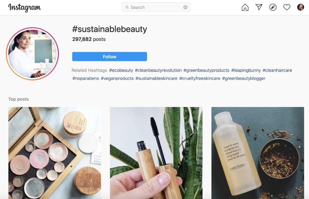 przykład użycia hashtagów w wyszukiwaniu na Instagramie