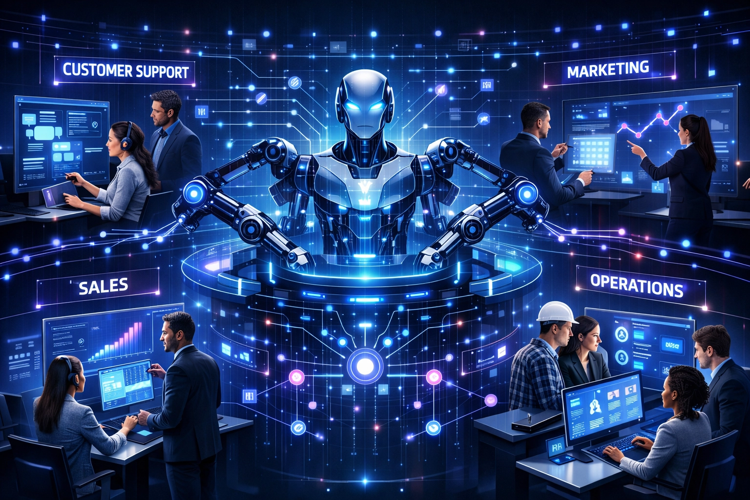 AI agents orchestrating business workflows across multiple departments