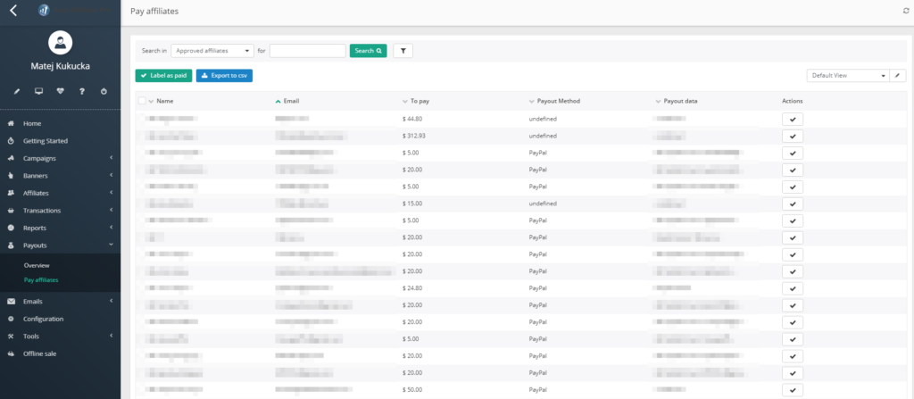 Post Affiliate Pro - wypłaty dla afiliantów