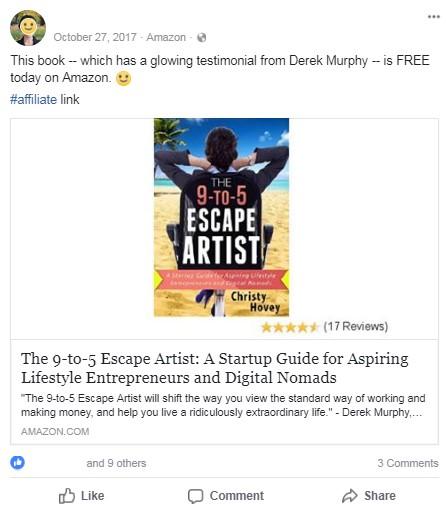 Strona na Facebooku do marketingu afiliacyjnego