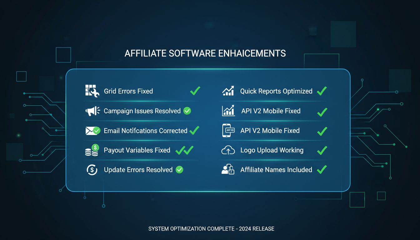 Lista poprawek błędów i usprawnień systemowych w PostAffiliatePro