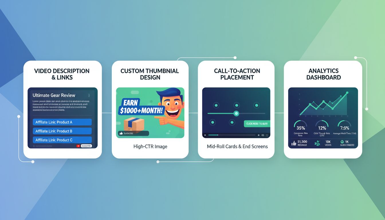 Strategia optymalizacji filmów afiliacyjnych: rozmieszczenie linków, projekt miniatur, czas CTA i panel analityczny
