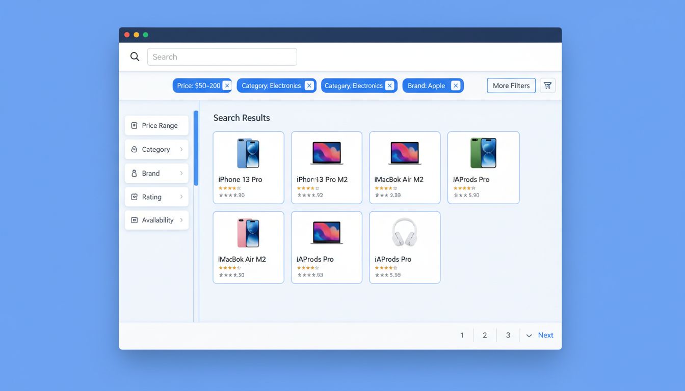 Zaawansowane nagłówki filtrów wyszukiwania wyświetlają wybrane filtry w pasku nagłówka przy zminimalizowanym panelu filtra