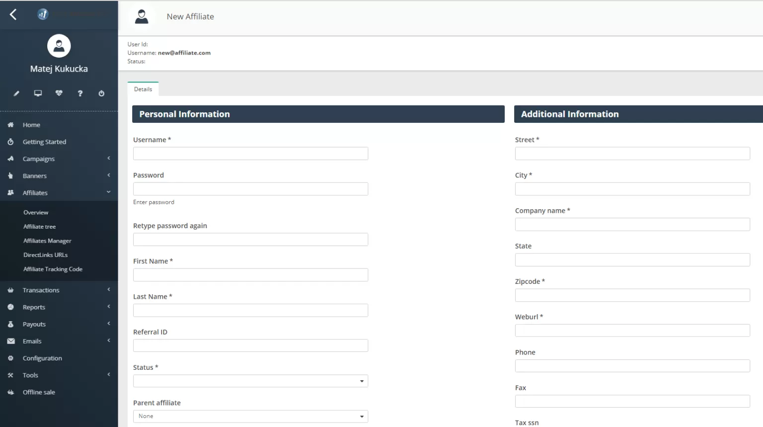 post affiliate pro affiliates add new affiliate