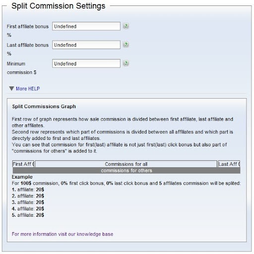 Split commission settings in in Post Affiliate Pro