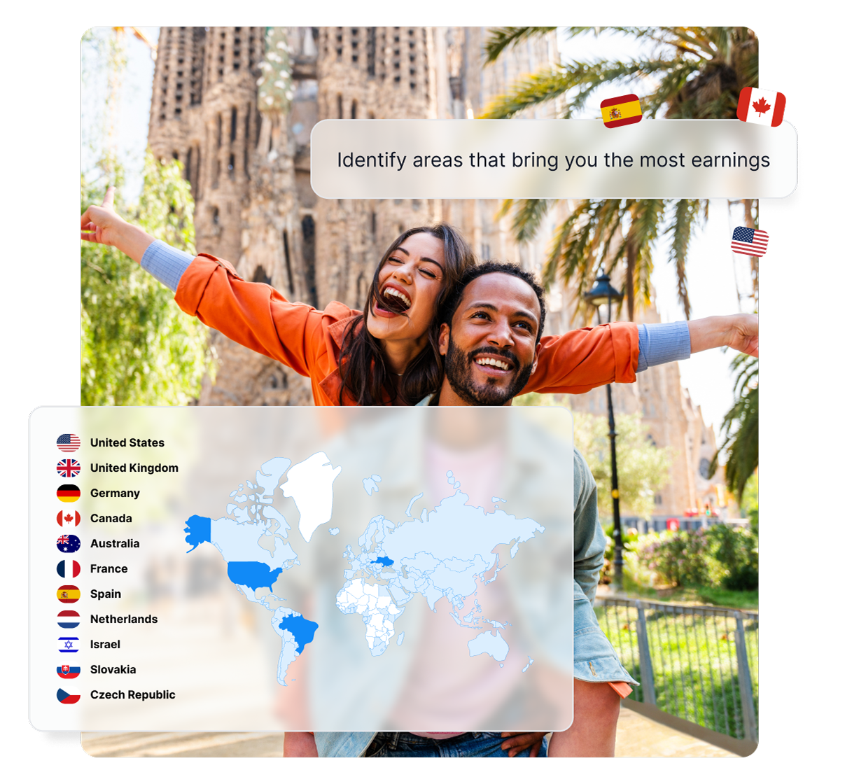 Funkcja nakładki mapy w Post Affiliate Pro prezentująca geograficzny rozkład sukcesów programu partnerskiego.